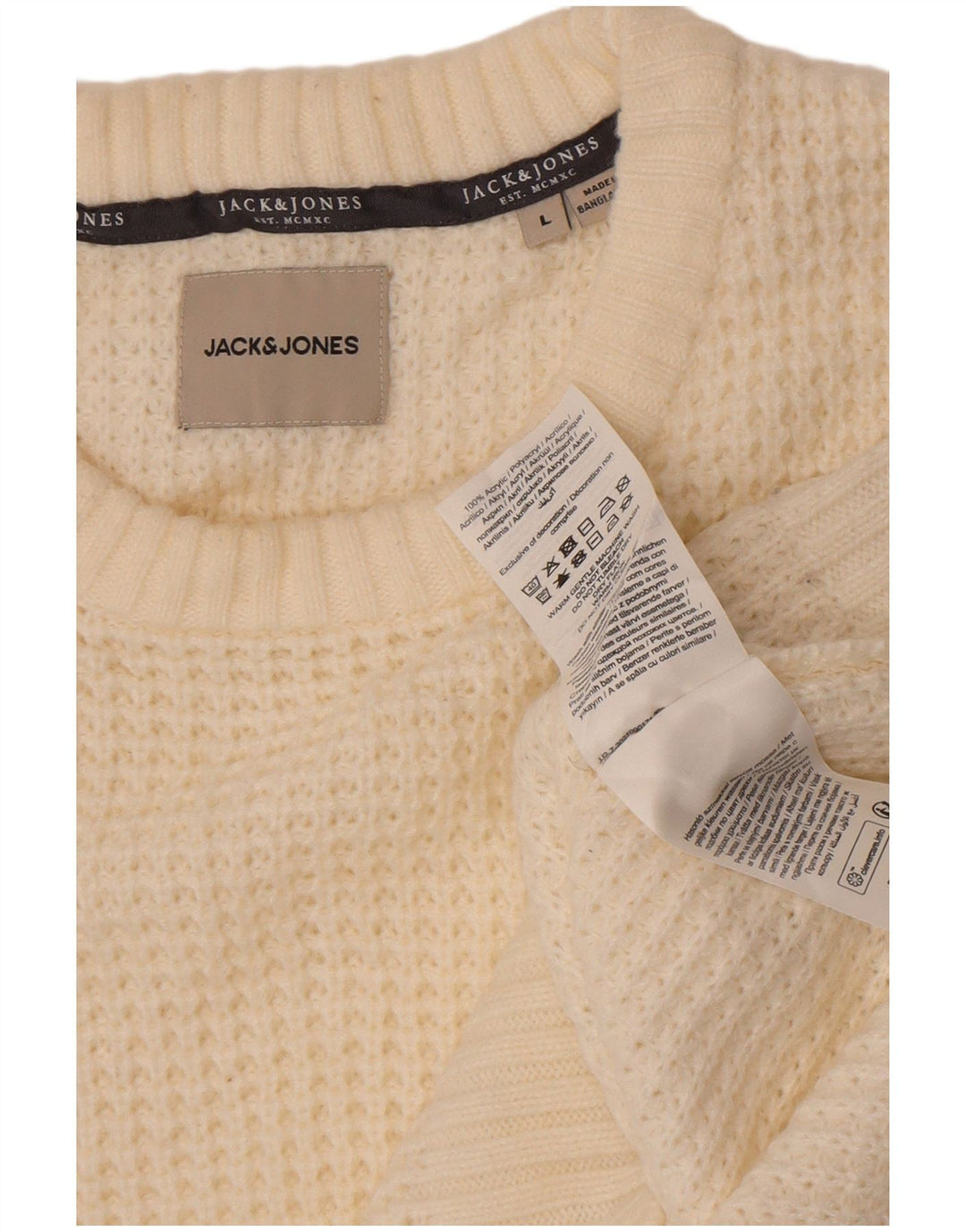 Мужской джемпер с круглым вырезом Jack & Jones, большой белый акрил