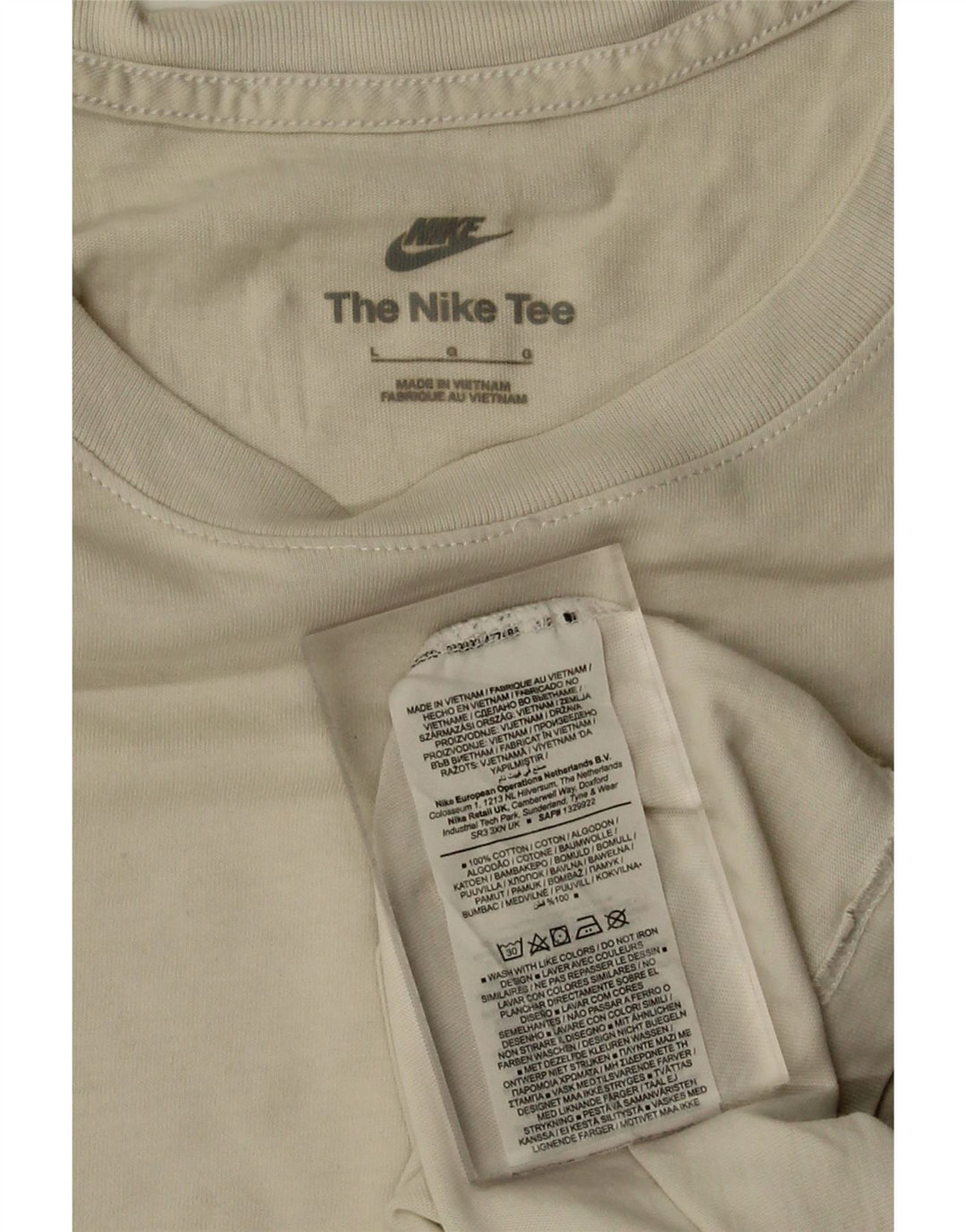 NIKE Mens T-Shirt Top Large Off White Cotton