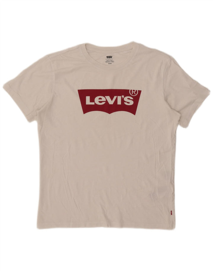 Мужская футболка с рисунком Levi's, топ среднего размера, белый хлопок, хлопок