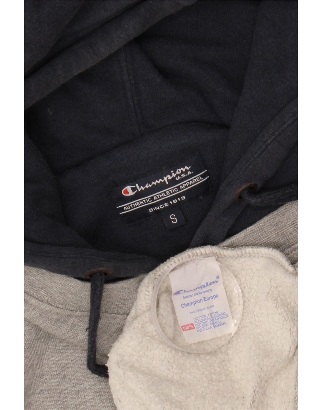 Мужской джемпер с капюшоном Champion Alabama с рисунком, маленький серый, хлопковый с цветными блоками