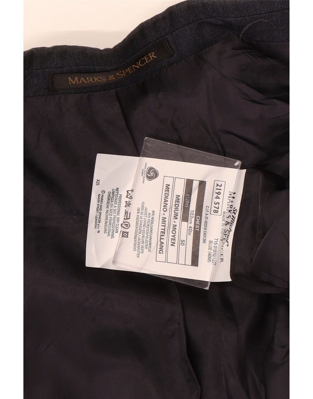 Мужской пиджак Marks & Spencer St. Michael, UK 40, средний, темно-синий