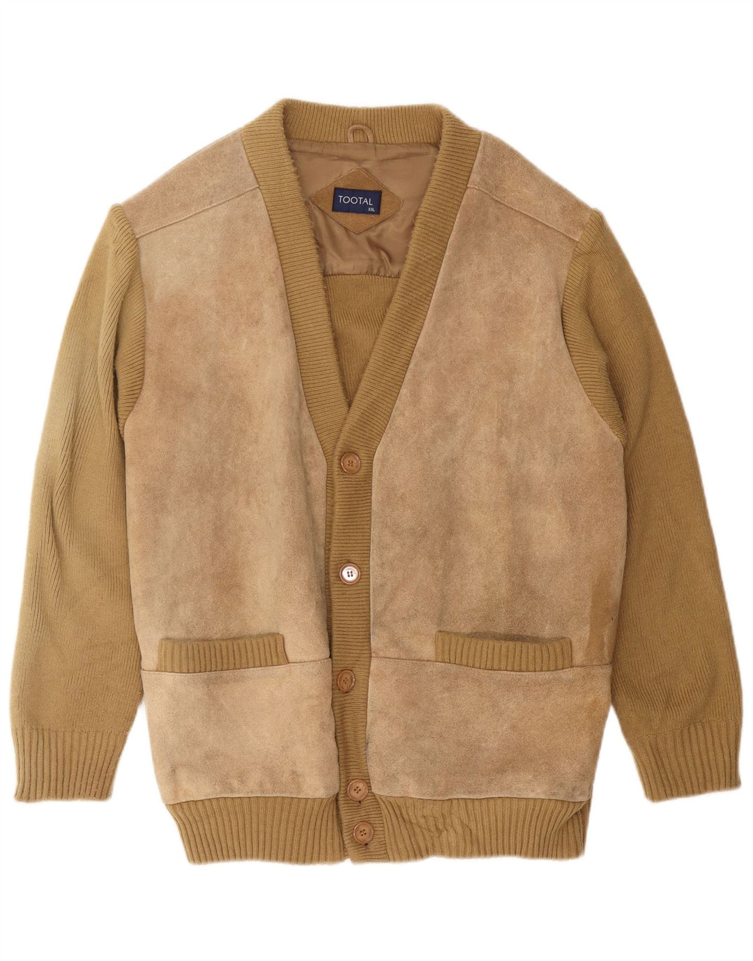 Винтажный мужской кардиган-свитер 2XL бежевый