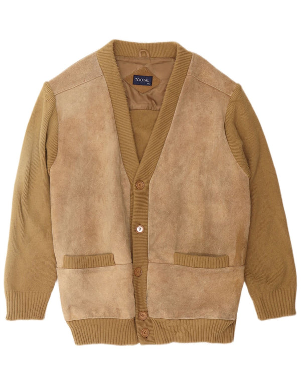 Винтажный мужской кардиган-свитер 2XL бежевый