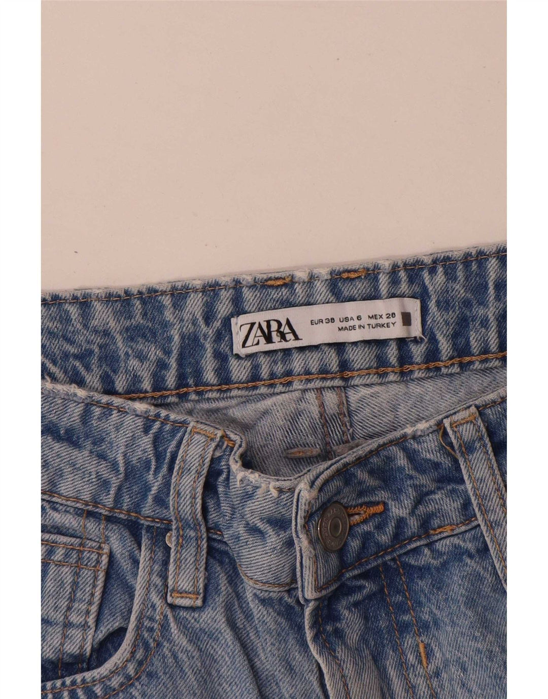 Женские прямые джинсы Zara EU 38, маленькие W28 L29, синие, хлопок