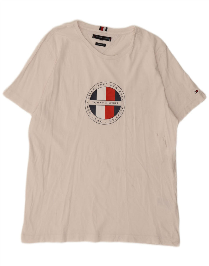 Мужская футболка с рисунком Tommy Hilfiger, большой белый хлопок