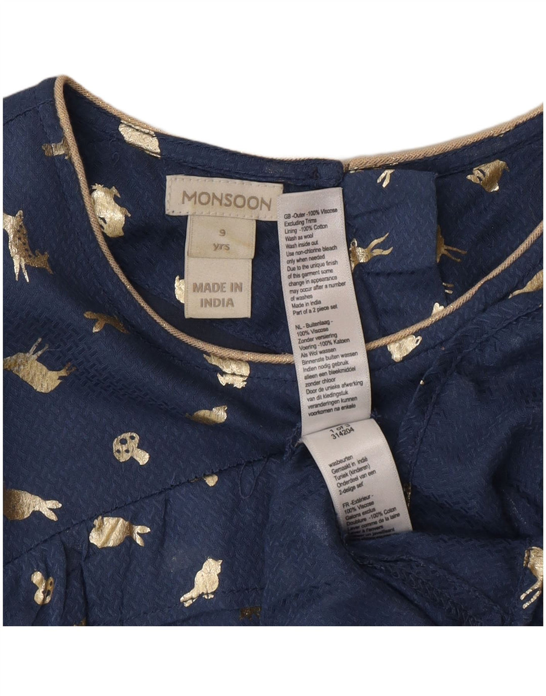 Платье трапециевидной формы с длинными рукавами и абстрактным узором Mossimo для девочек 8–9 лет, темно-синее