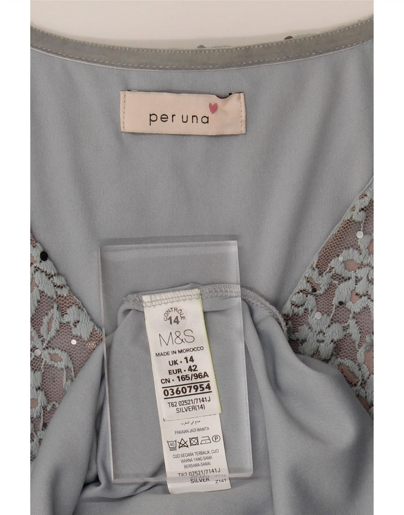 PER UNA Womens Shift Dress UK 14 Medium Grey Floral Polyester Vintage Per Una and Second-Hand Per Una from Messina Hembry 