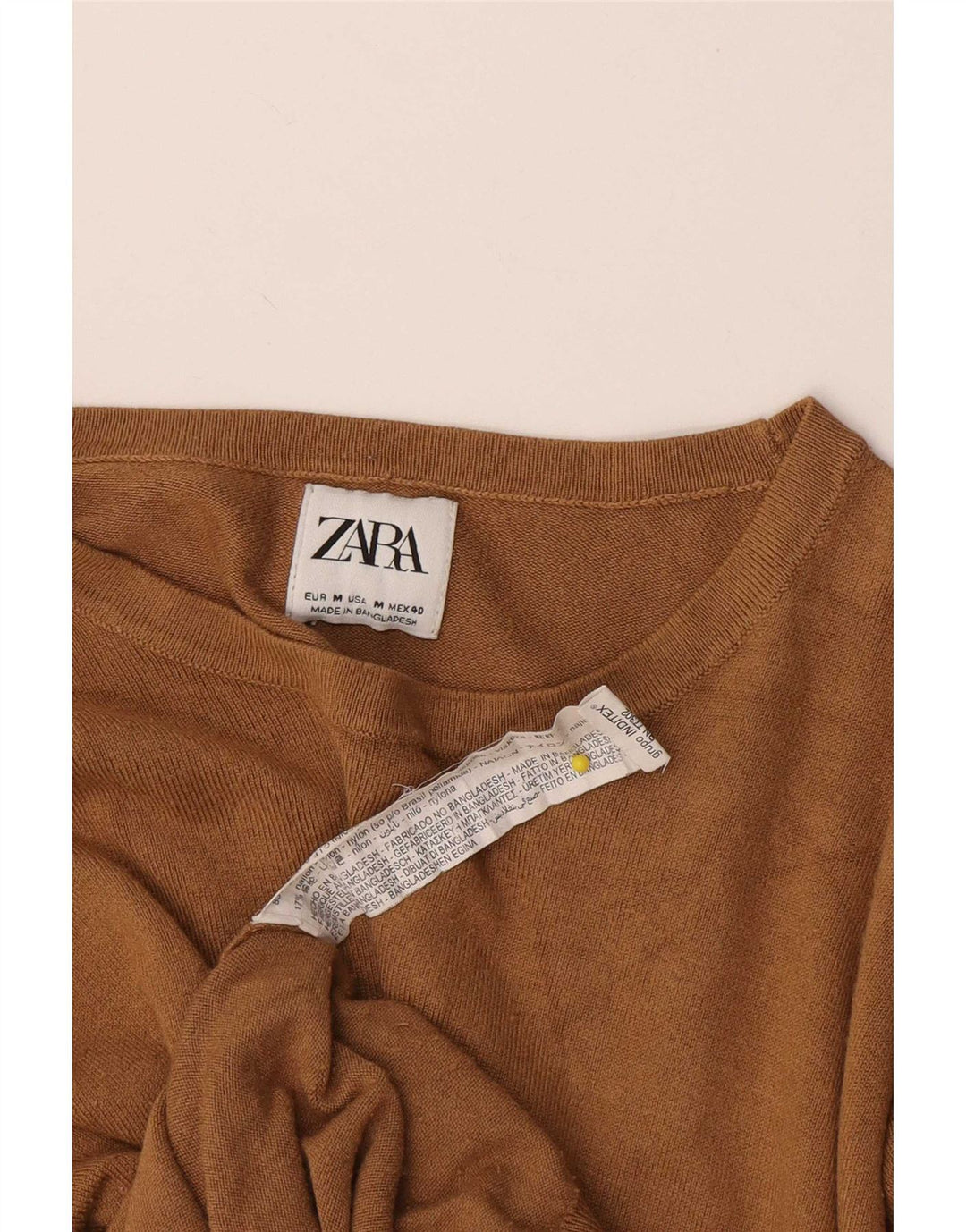 Мужской джемпер с вырезом лодочкой Zara, средний бежевый из вискозы