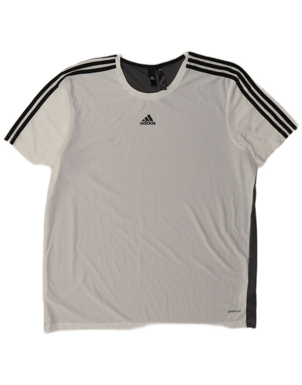 Adidas Мужская футболка Aeroready Top XL Белый полиэстер с цветными блоками