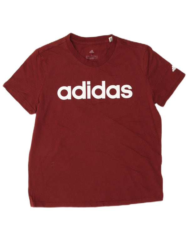 Женская футболка с рисунком Adidas Top UK 16/18, большой бордовый хлопок