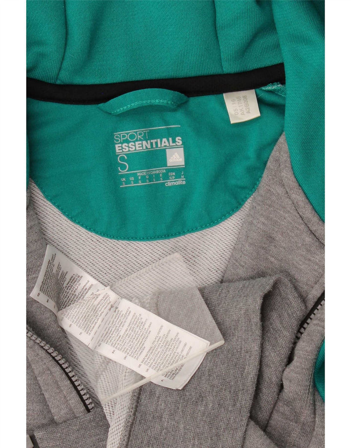 Мужской свитер с капюшоном Adidas Climalite на молнии, маленький серый, полиэстер с цветными блоками