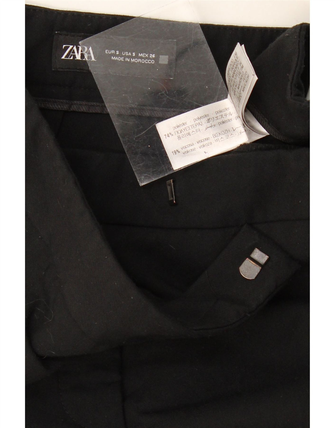 Женские прямые костюмные брюки ZARA, маленькие W27 L33, черные, полиэстер