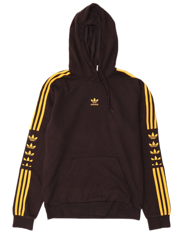 Мужской джемпер с капюшоном Adidas с рисунком, маленький черный, хлопковый