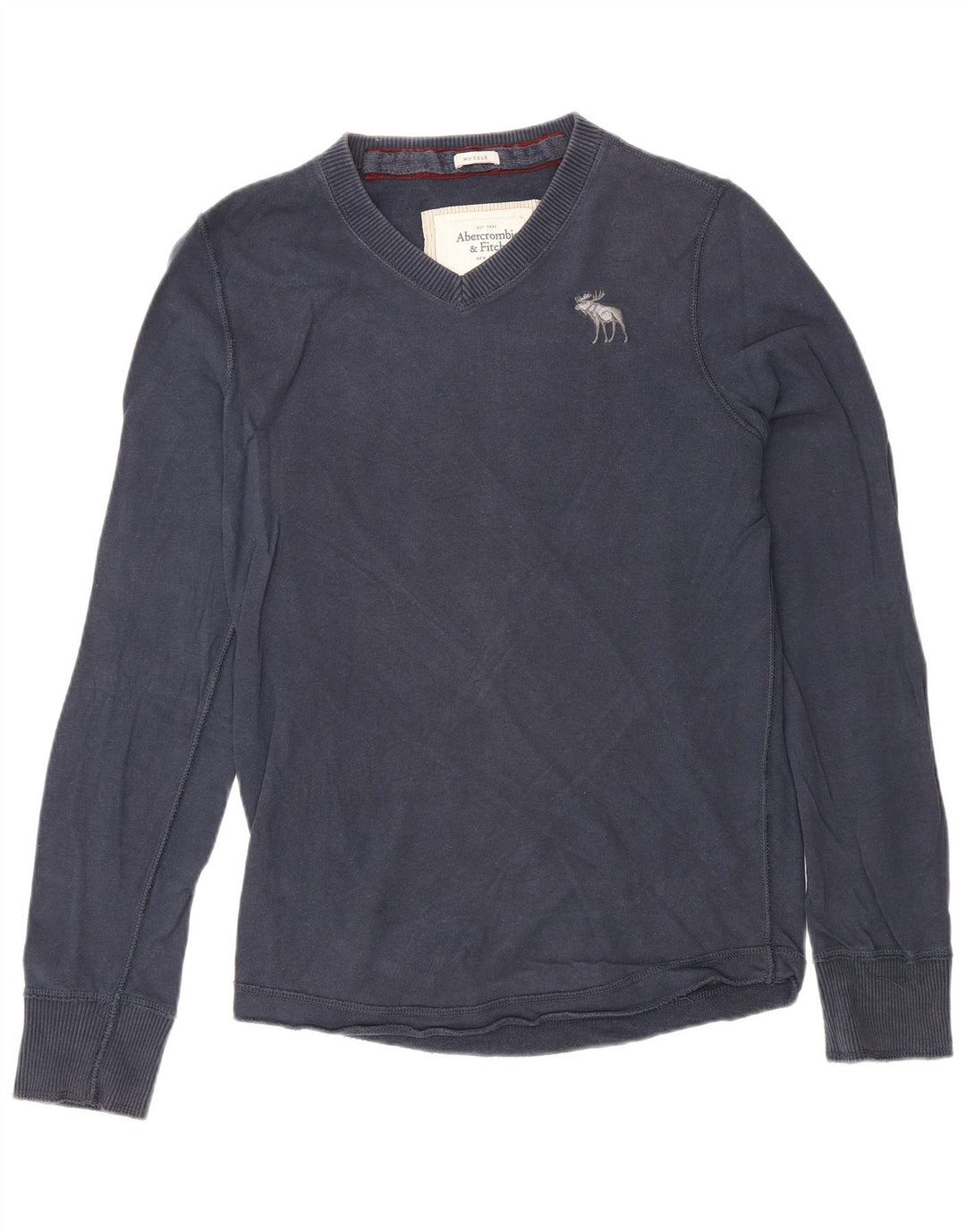 Мужской топ Abercrombie & Fitch с длинным рукавом, средний, темно-синий, классический