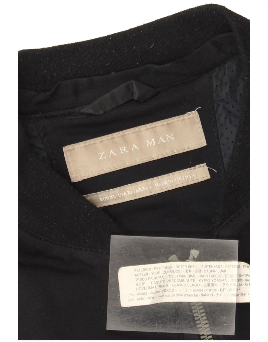 Мужская куртка-бомбер Zara UK 42 XL Темно-синяя вискоза