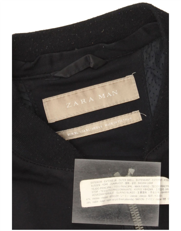 Мужская куртка-бомбер Zara UK 42 XL Темно-синяя вискоза