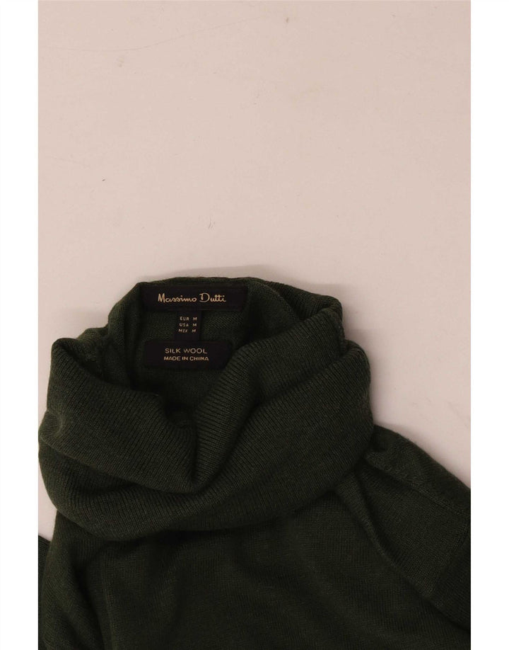 Женский джемпер с высоким воротником Massimo Dutti UK 12, средний зеленый шелк