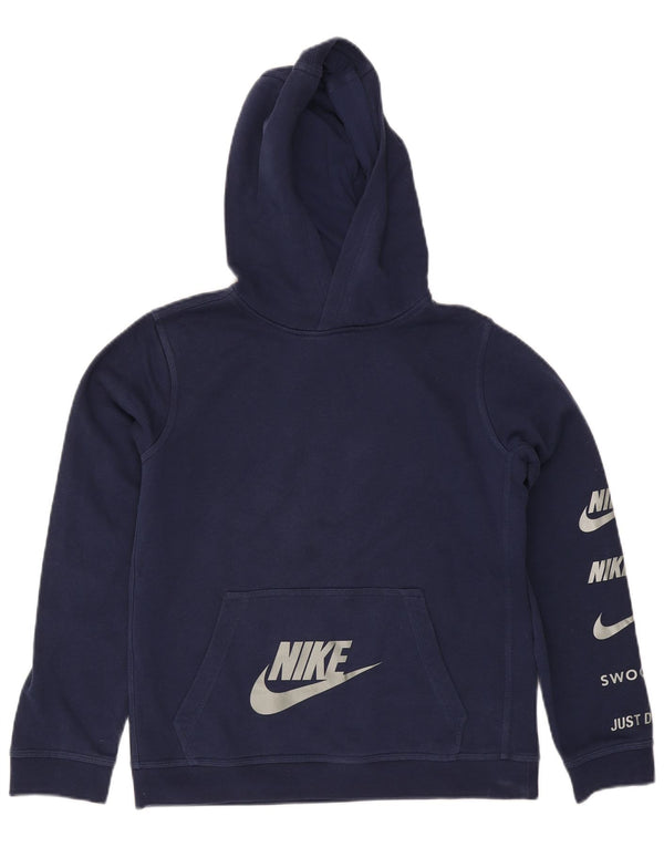 Джемпер с капюшоном Nike для мальчиков с графикой обычного кроя, 13–14 лет, темно-синий, хлопковый