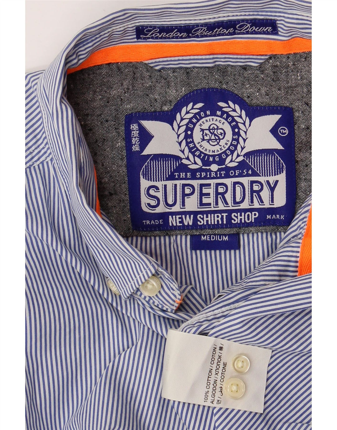 SUPERDRY Мужская рубашка из кашемира синего цвета в тонкую полоску