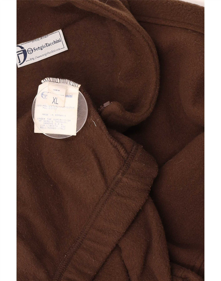 Мужская флисовая куртка Sergio Tacchini UK 42 XL коричневая из полиэстера