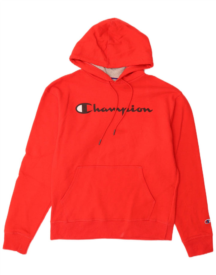 CHAMPION Mens Graphic Hoodie Jumper Medium Red