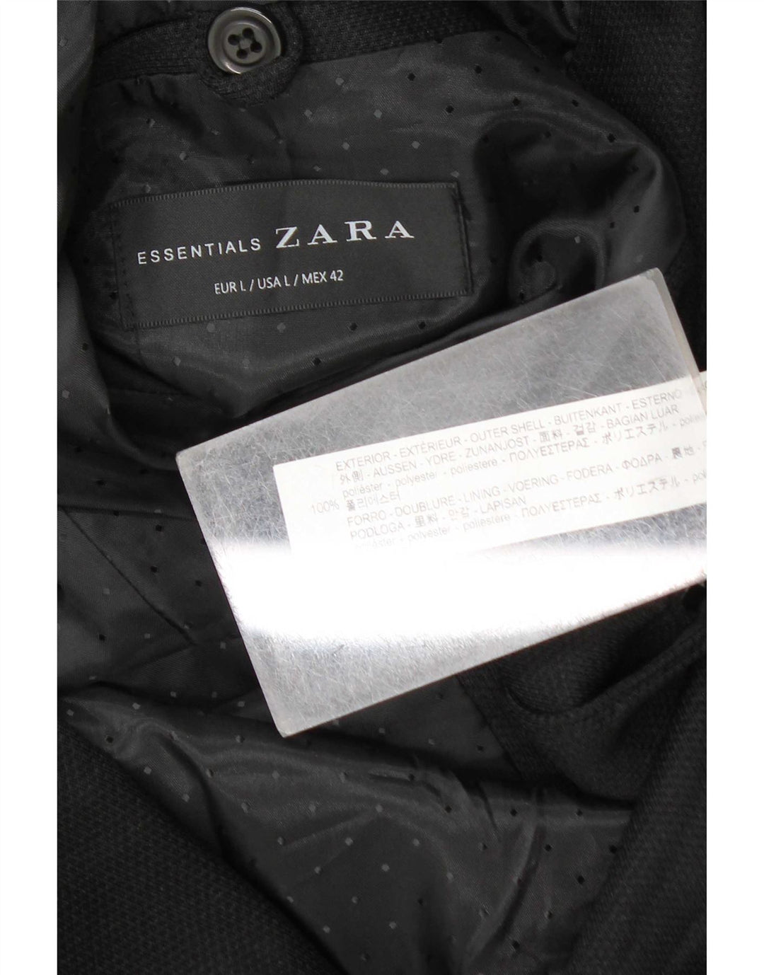 Мужской пиджак Zara на 2 пуговицах UK 40, большой черный полиэстер