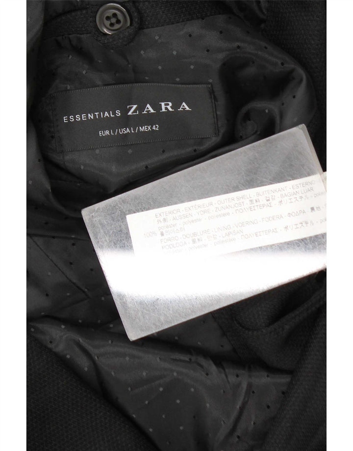 Мужской пиджак Zara на 2 пуговицах UK 40, большой черный полиэстер
