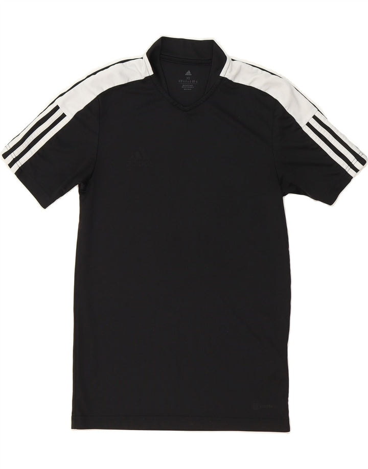ADIDAS Mens T-Shirt Top XS Black Colourblock Polyester Vintage Adidas and Second-Hand Adidas from Messina Hembry 