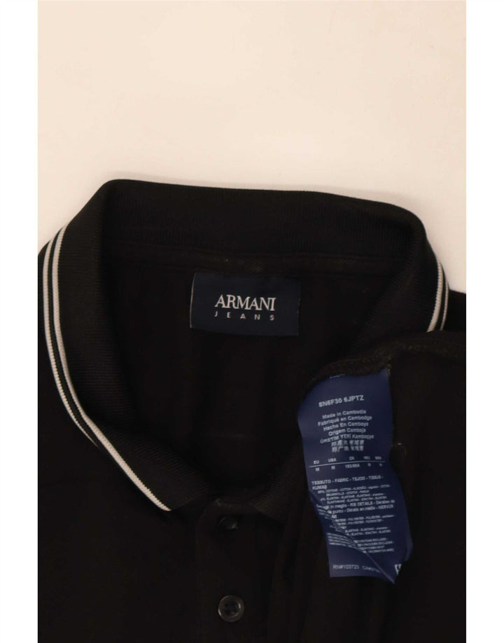Мужская рубашка-поло Armani Jeans, хлопок в черную полоску среднего размера