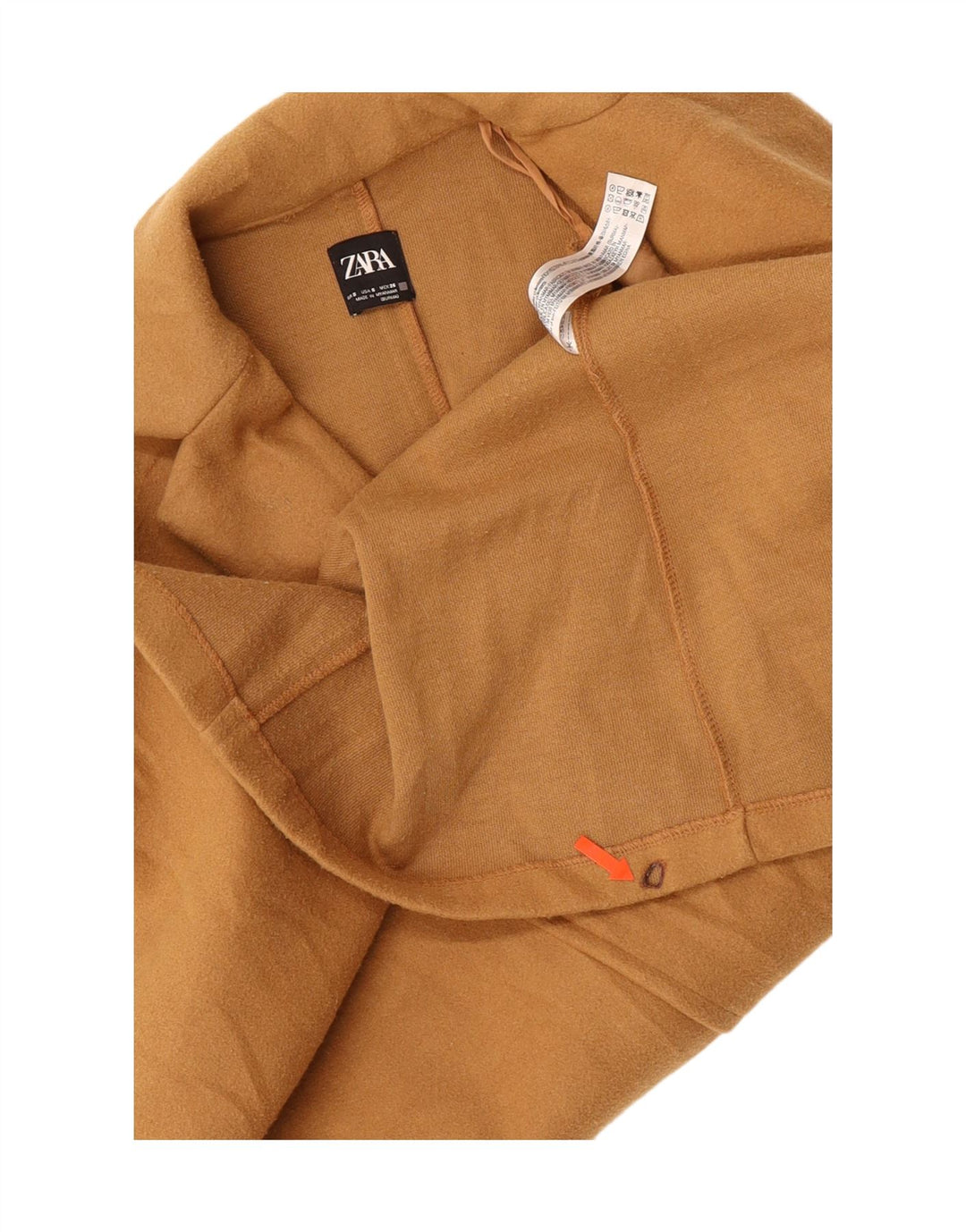 ZARA Womens Open Overcoat UK 10 Small Brown Polyester