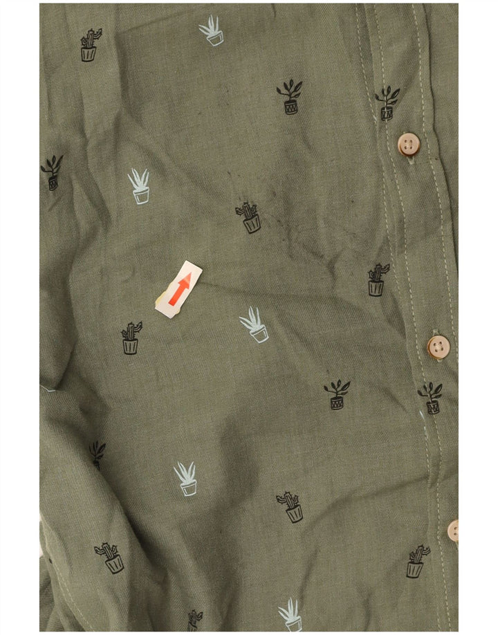 JACK & JONES Мужская рубашка из хлопка среднего зеленого цвета с пятнышками