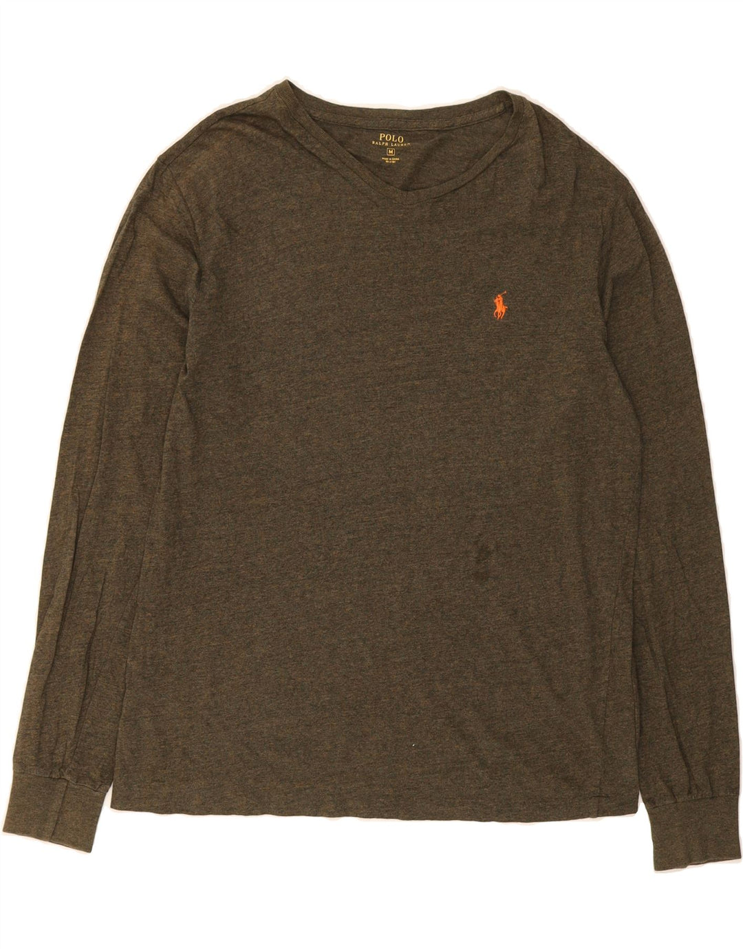 POLO RALPH LAUREN Mens Top Long Sleeve Medium Khaki Cotton Vintage Polo Ralph Lauren and Second-Hand Polo Ralph Lauren from Messina Hembry 