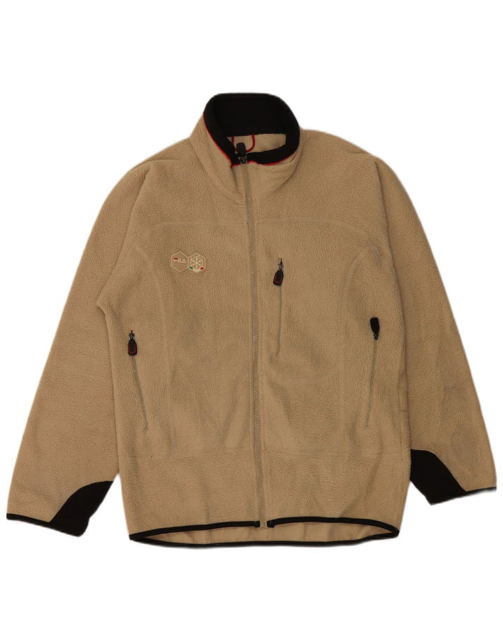 Мужская флисовая куртка FILA UK 36, маленькая, бежевый, полиэстер с цветными блоками