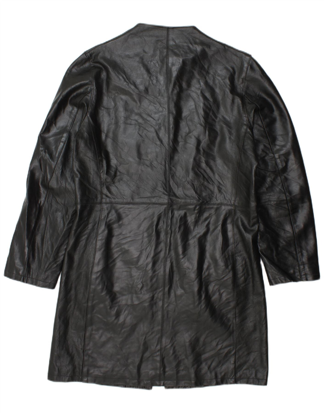 VINTAGE Женское кожаное пальто IT 48 XL Черное кожаное