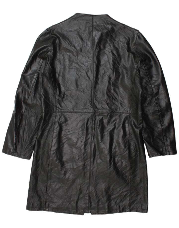VINTAGE Женское кожаное пальто IT 48 XL Черное кожаное