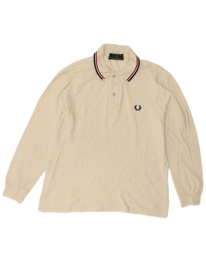 Мужская рубашка-поло с длинным рукавом Fred Perry, маленький белый хлопковый цвет