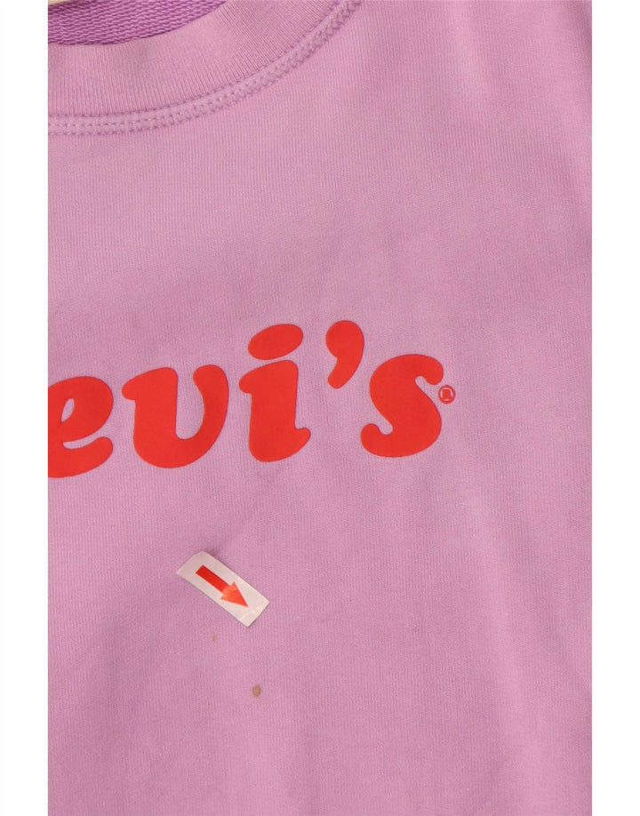 Женский джемпер оверсайз с рисунком Levi's, размер UK 10, маленький, фиолетовый, хлопок