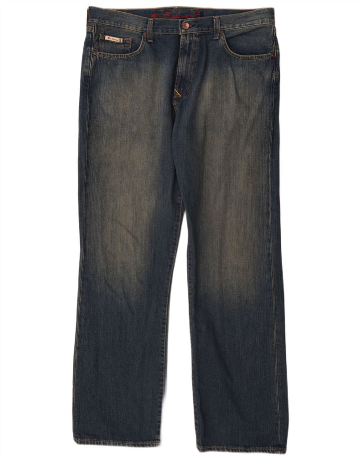 Мужские прямые джинсы BEN SHERMAN W36 L32, синий хлопок