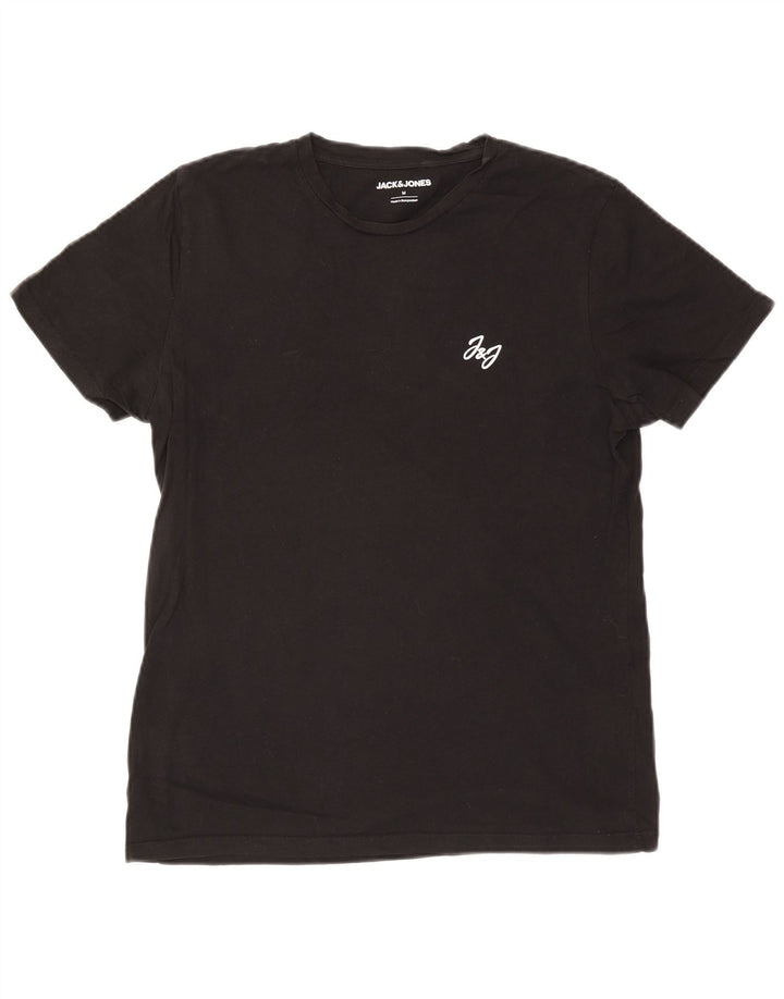 Мужская футболка Jack & Jones из хлопка среднего размера, черная
