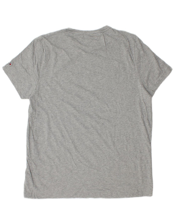 Мужская футболка приталенного кроя с рисунком Tommy Hilfiger, 2XL, серый хлопок с крапинками