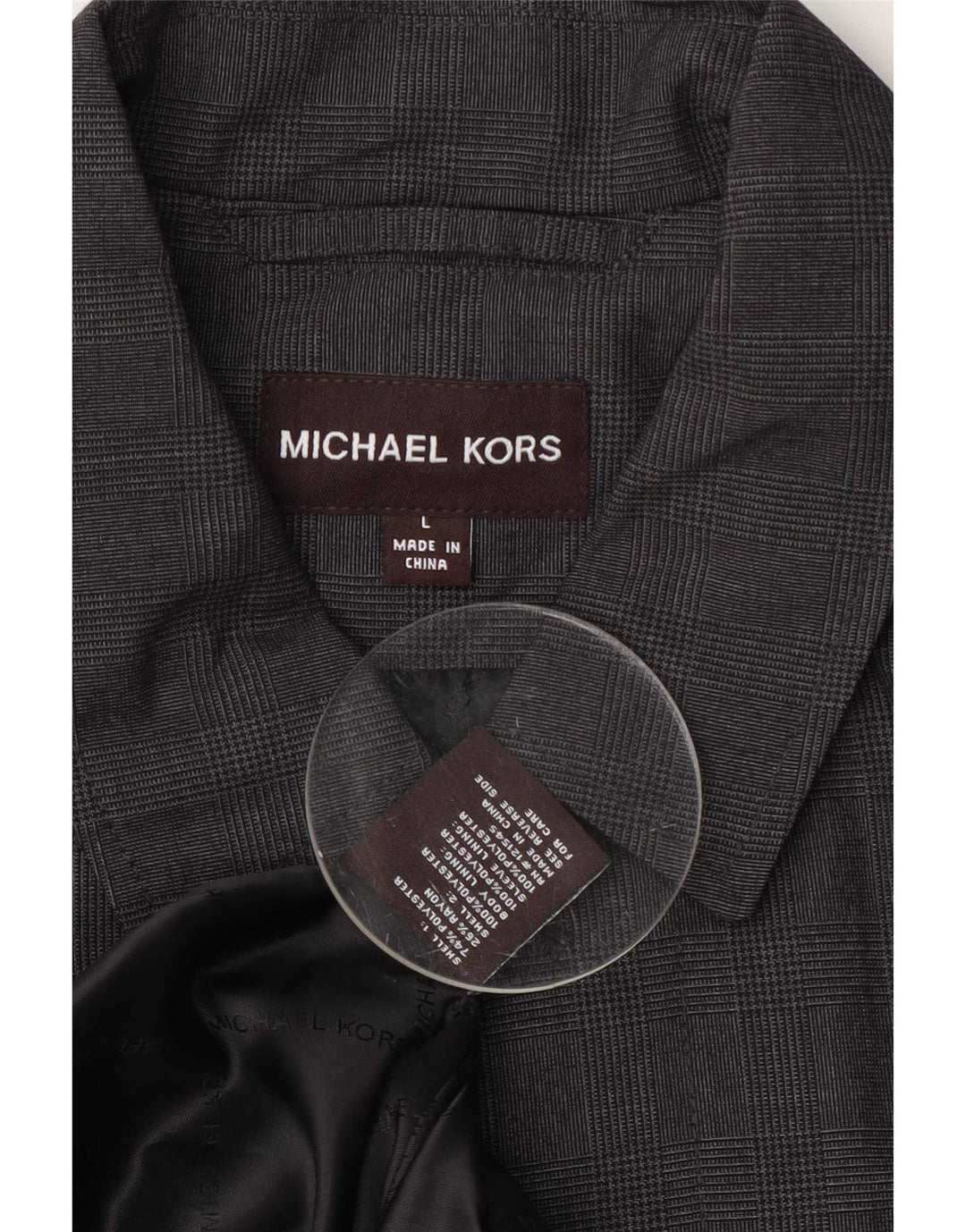Michael Kors Мужское пальто UK 40, большой серый полиэстер в клетку