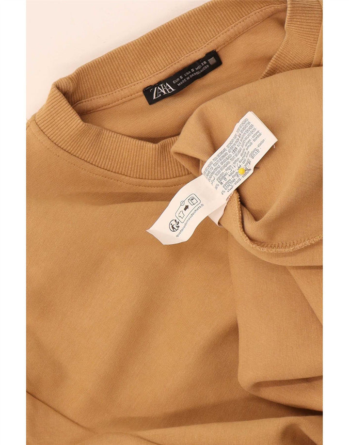 Женский джемпер-толстовка оверсайз Zara UK 10, маленький размер, бежевый хлопок