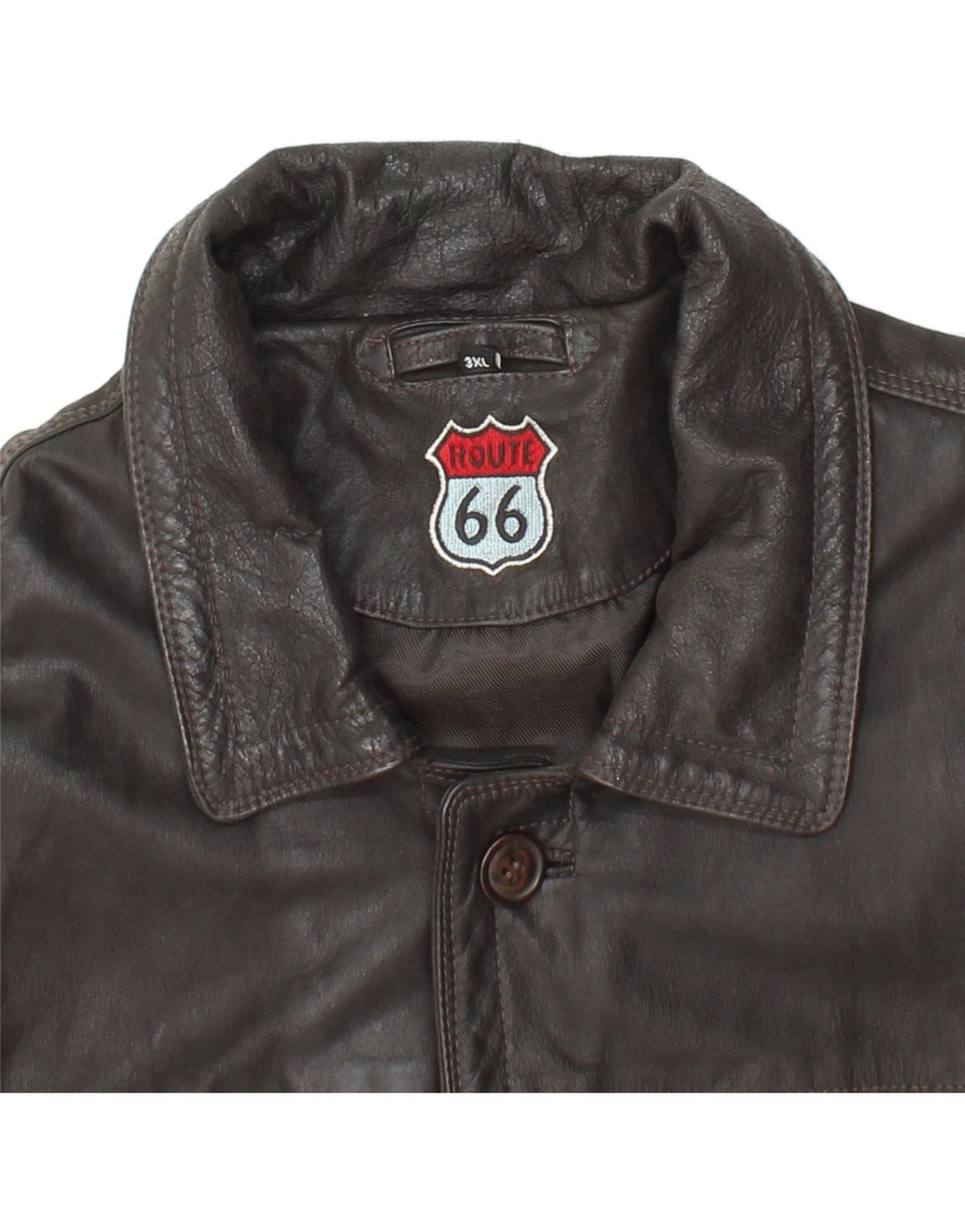 Мужское кожаное пальто ROUTE 66 UK 46 3XL, черное кожаное