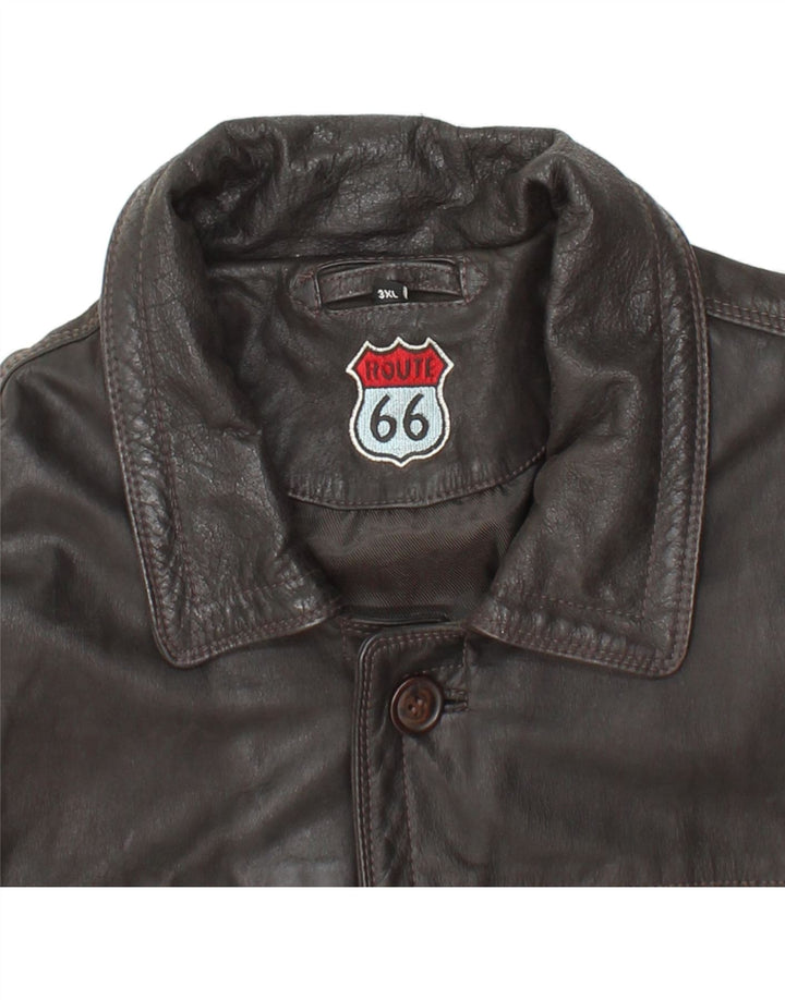 Мужское кожаное пальто ROUTE 66 UK 46 3XL, черное кожаное