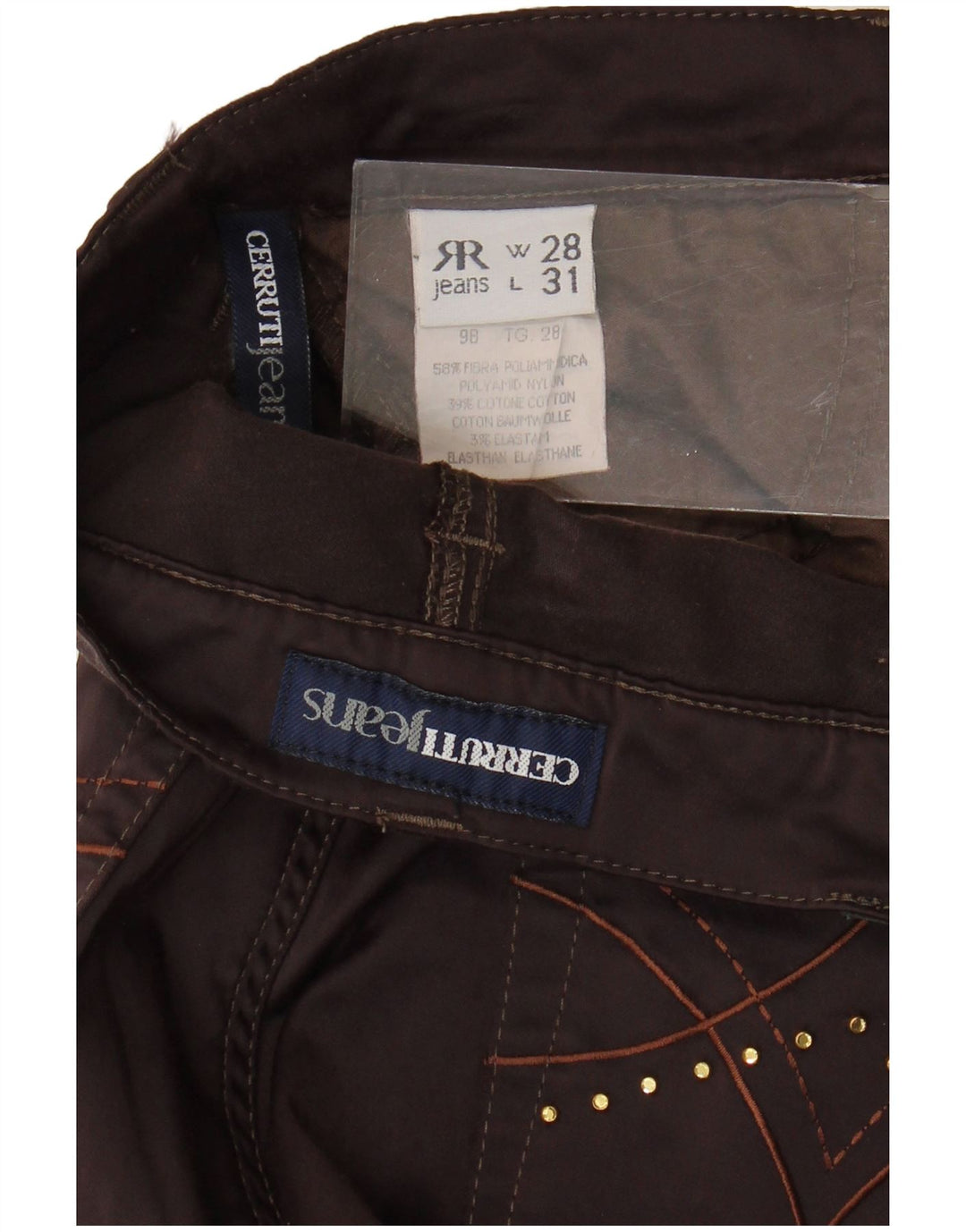 Cerruti 1881 Женские повседневные брюки Bootcut W28 L31 Коричневые полиамидные брюки