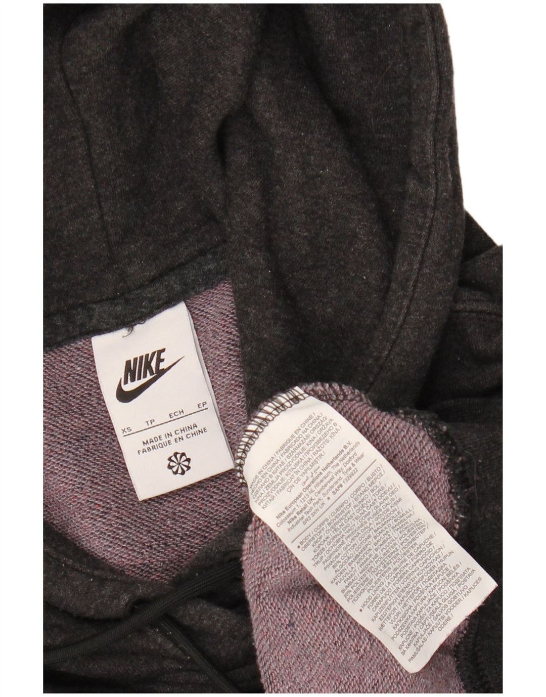 NIKE Mens Oversized Hoodie Jumper XS Grey Cotton