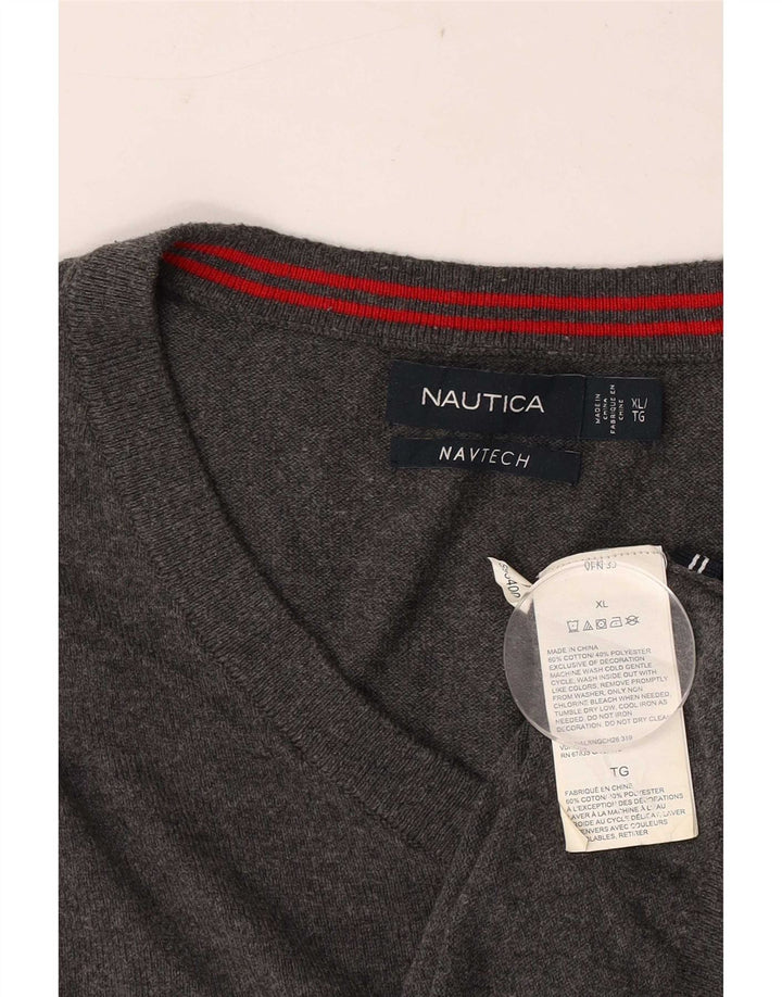 Мужской джемпер Nautica Navtech с v-образным вырезом XL, серый хлопок