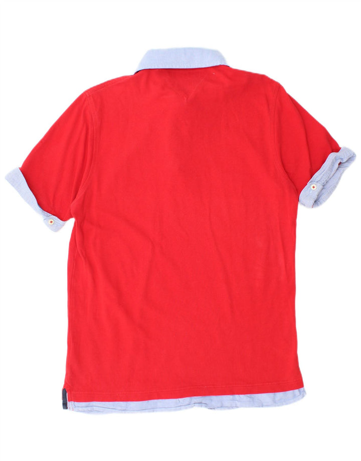 TOMMY HILFIGER Мужская рубашка-поло приталенного кроя, большой размер, красный хлопок
