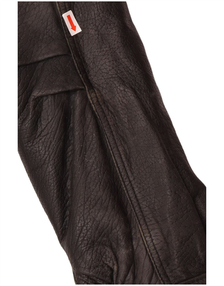 Мужская кожаная куртка VINTAGE UK 40, большая черная кожаная