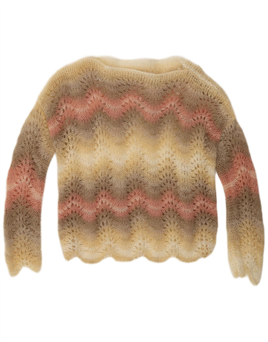 ВИНТАЖНЫЙ женский джемпер с вырезом «лодочка», Великобритания, 14, средний, в разноцветную полоску